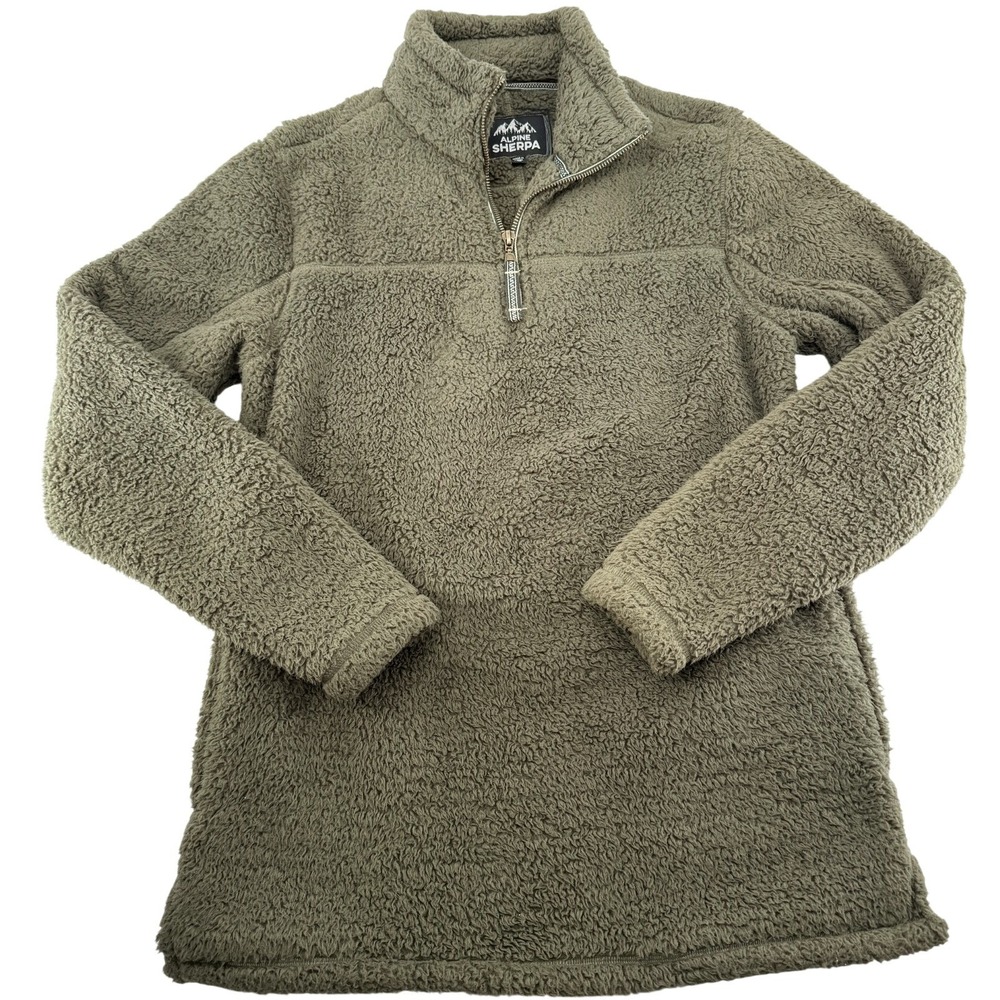 Alpine Sherpa Pullover Womens Small Fleece 1/4 Zip Teddy Jacket Cozy Soft‎